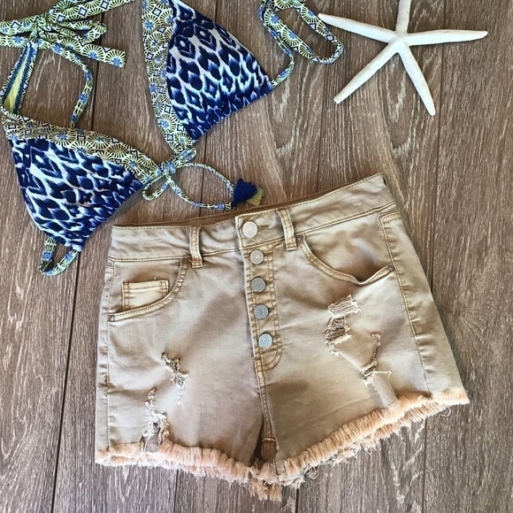 high rise button fly cut off shorts - Picture 1 of 4